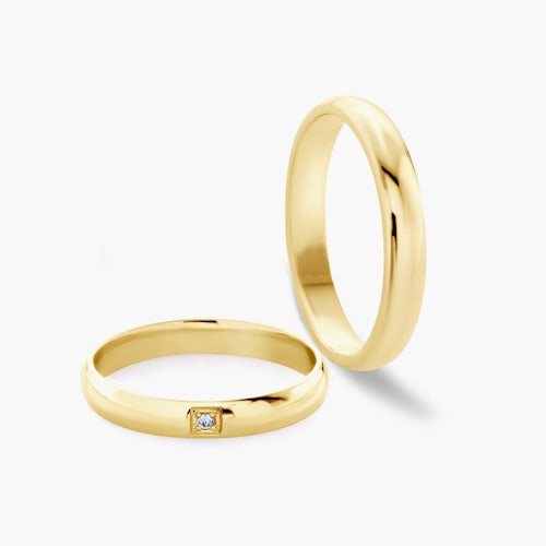 Obrączki ślubne: złote, półokrągłe, 3 mm